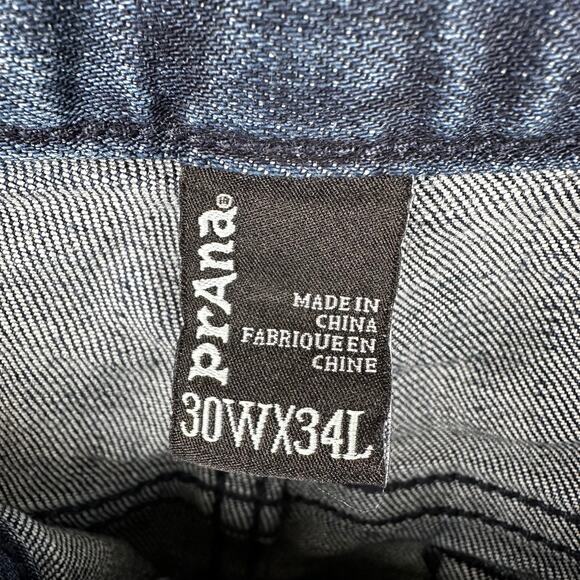 prAna Mens Hillgard Jeans Slim Stretch Dark Wash Denim Size 30x34 Outdoor Active - Picture 8 of 12